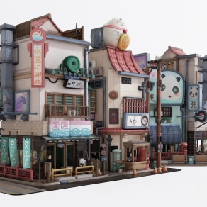 现代卡通建筑3D模型下载